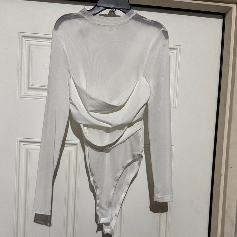 SHEIN Elegant Cream Long Sleeve Bodysuit
